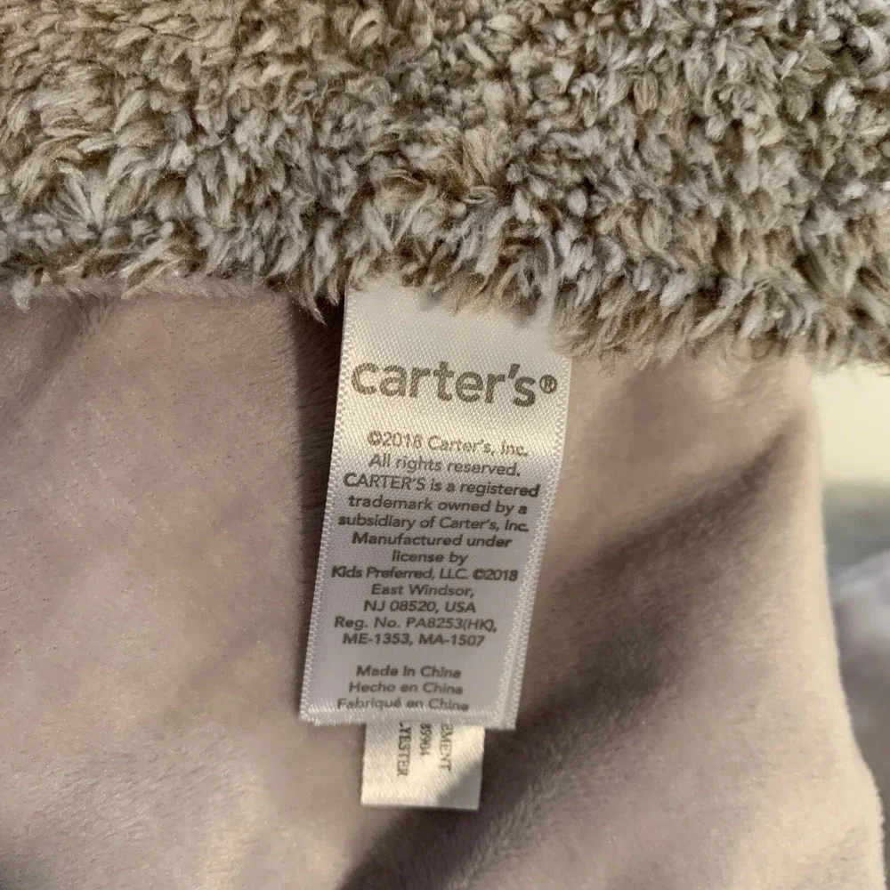 Carters Sloth Security Blanket Plush Velour Baby‎ Stuffed Lovey Toy 67609 NWOT